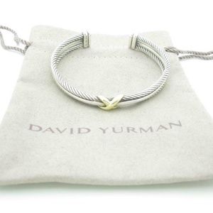 David Yurman Sterling Silver & 18K Yellow Gold X Crossover Bracelet - Small